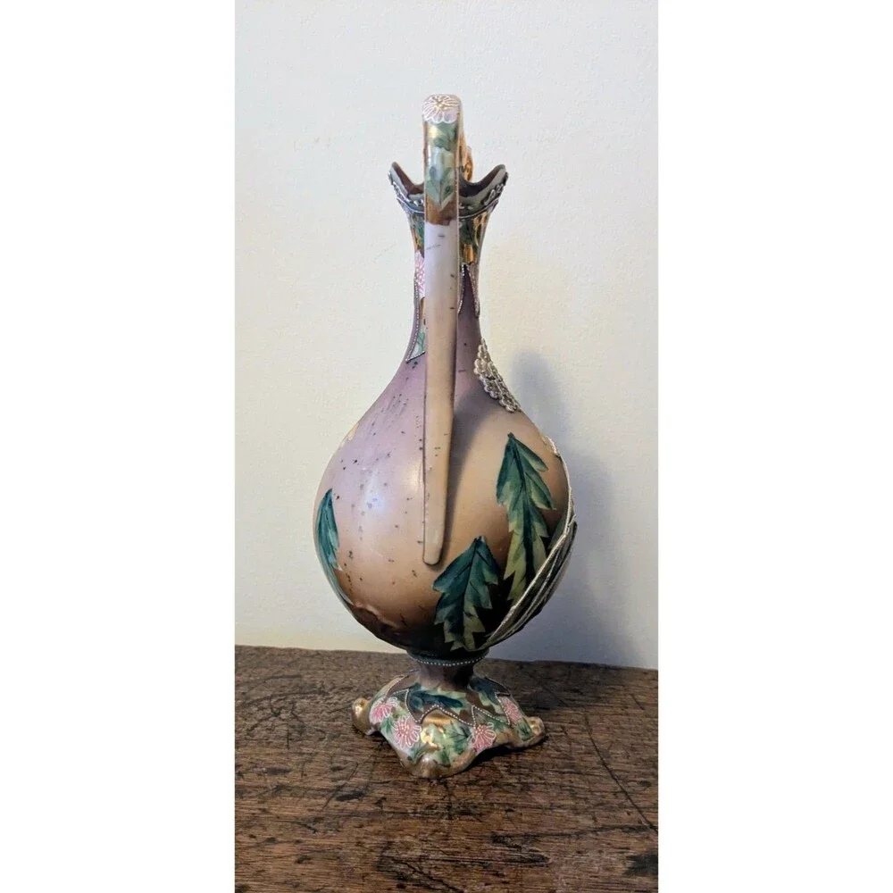 Antique Nippon Era Moriage Vase 9